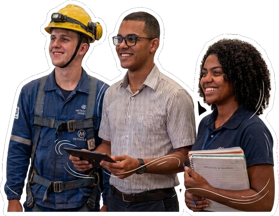 Equipe de jovens aprendizes do Instituto Aprender